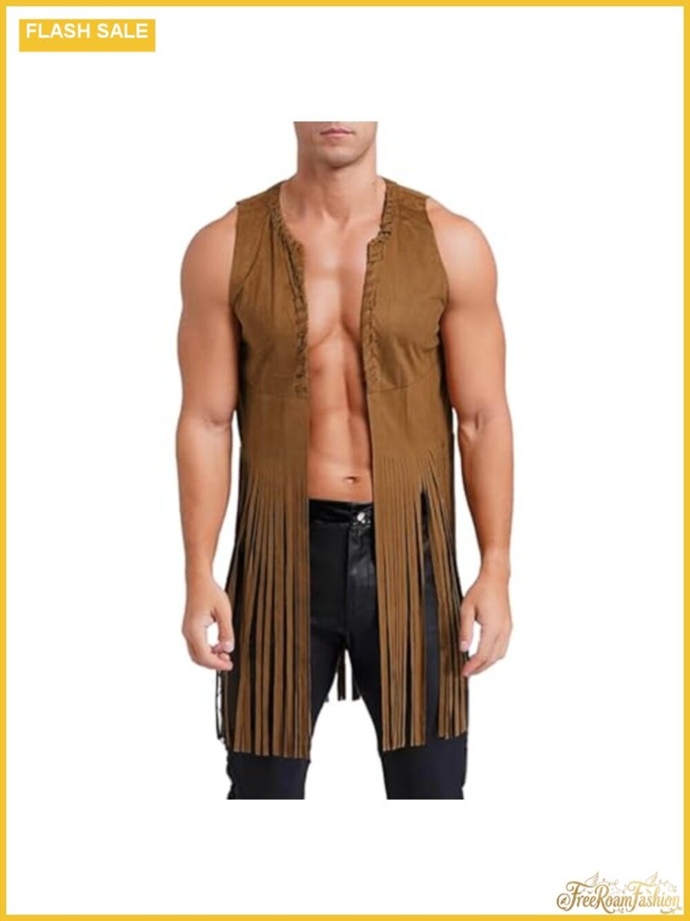 70s Hippie Fringe Vest Faux Suede Tassel Cardigan Boho Western Jacket